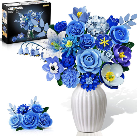 CUBIMANA 21 Flowers Bouquet Building Set with LED for Adults Girls Ages 12+