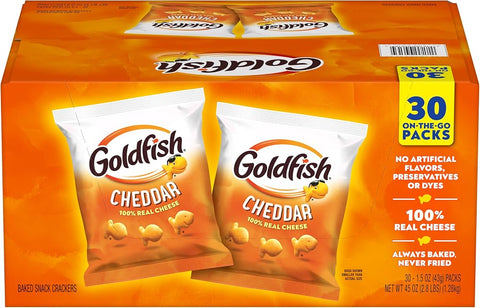Goldfish Cheddar Crackers, 1.5 oz. Snack Packs, 30 Count