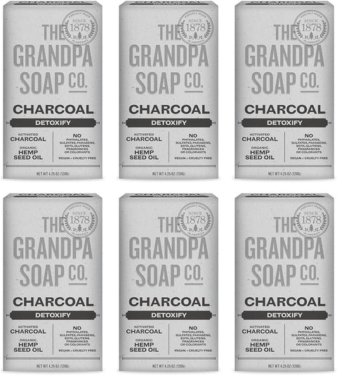 Grandpa'S The Soap Company Charcoal Bar Soap - With Activated Charcoal Hemp Seed and Mint Oil, Detoxifies, Draws Out Dirt and Toxins, Clear Congested Pores, Vegan, 4.25 Oz