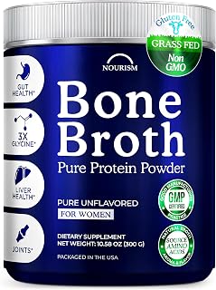 Bone Broth Protein Powder for Women and Men Carnivore, Paleo & Keto Friendly Supports Healthy Skin, Hair, Nails, Joint Non-GMO, Hydrolyzed Collagen Peptides Type 1&3 Made in USA (10.58 Oz)
