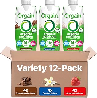Orgain Organic Grass Fed Dairy 16g Protein Shake, Variety Pack, 11oz, 12pk