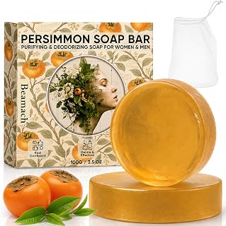 Persimmon Soap for Body Odor - Japanese Persimmon & Green Tea Extract - Natural Deodorant Soap for Men & Women, Gentle on All Skin Types - Personal Care