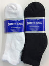 6 Pairs of men's Black and White Diabetic Crew Socks 13-15 Size Made in USA - Personal Care