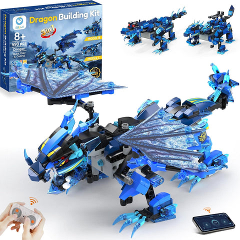 Sillbird Dragon Building Kit with Remote Control STEM Gift for Boys 8-12