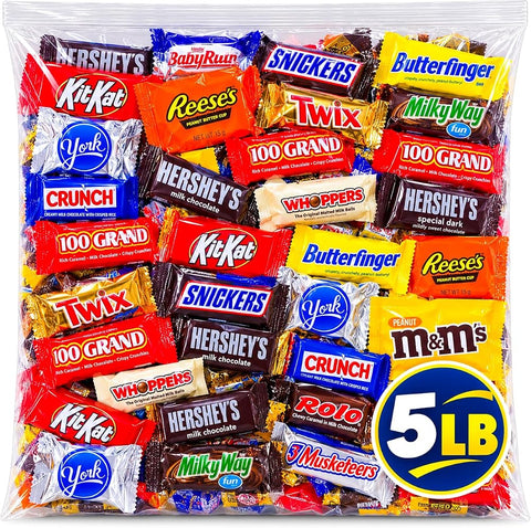 Halloween Candy Bulk Chocolate Variety Pack 5lb - Fun Size Halloween Candy Individually Wrapped - Assorted Chocolate Candy for Trick or Treat, Party Favors, Piñatas, Candy Bowls and Office Snacks