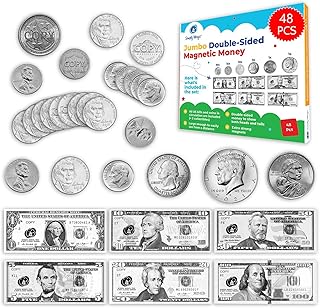Simply magic 48 PCS Large Double-Sided Magnetic Money - Money Manipulatives