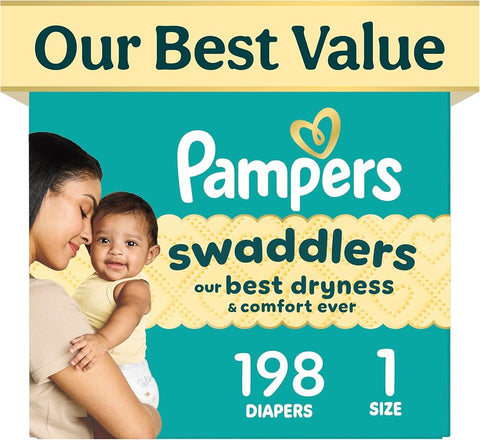 Pampers Swaddlers Diapers, Size 1 (8-14 lbs), , Fragrance Free, Hypoallergenic, Absorbent, Pediatrician Recommended, Skin Safe - Perfume - Beauty