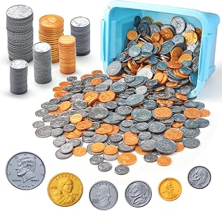 TOMMYHOME Fake US Coins Play Money 800 PCS Set – 6 Types of Coins,Realistic Prop Money for Kids,Toy Cash Register, Pretend Play Toys – Homeschool Teaching Supplies (800)