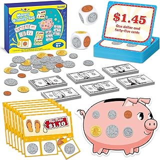 Kasfalci 140 PCS Money for Kids for Learning, Back to School Supplies,Math Manipulatives, Learning & Education Toys for Classroom, Pretend Play, Teacher and Homeschool Supplies