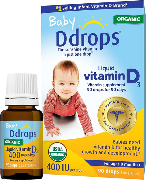 Ddrops Baby 400 IU, Vitamin D, 90 Drops 2.5mL (0.08 Fl. Oz (Pack of 1)) - Personal Care