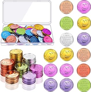 Civaner 50 Pcs Kids Behavior Tokens Colorful Plastic Coins with Smile Face