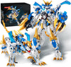 White Tiger Mech Building Block Set, 2 in 1 Transforming Robot Toy