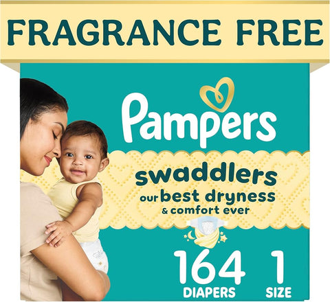 Pampers Swaddlers Diapers, Size 1 (8-14 lbs), Fragrance Free, Hypoallergenic - - Perfume - Beauty