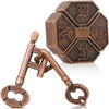2 Pcs Metal Brain Teaser Puzzle for Adult Teen,Compass Box Key Lock