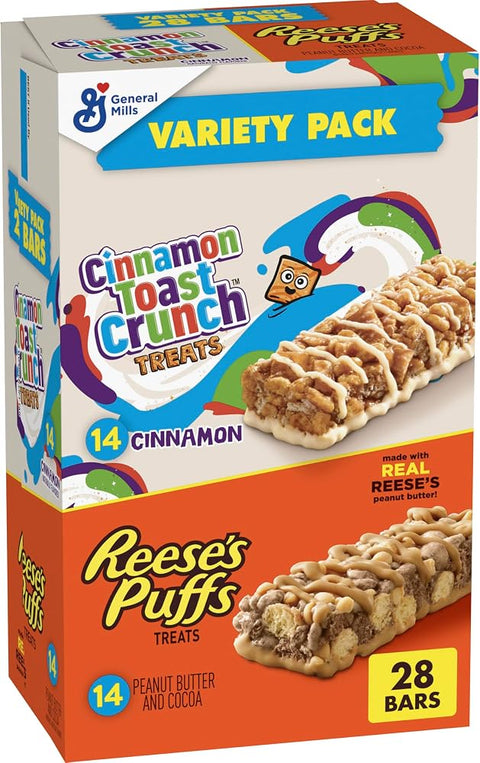 Cinnamon Toast Crunch and Reese's Puffs Cereal Treat Bars, 28 ct