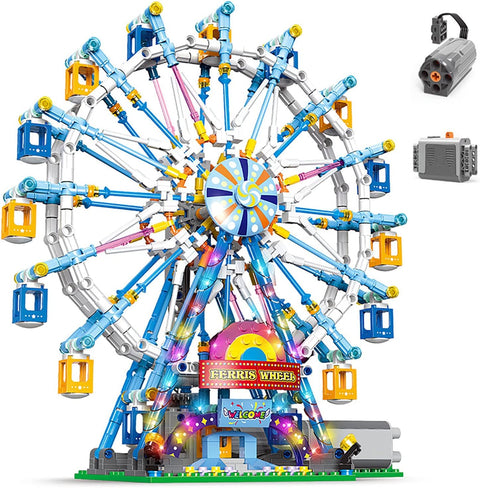 NEWRICE Rotating Ferris Wheel Building Blocks Kit,with Lights Amusement Park Building Construction Toys Set for 6+ Year Boys.Girls.Adult(870 Pieces)