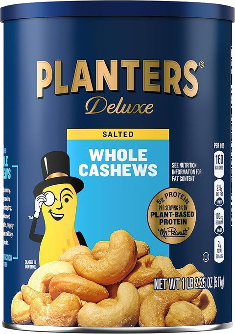 Planters Deluxe Salted Whole Cashews, Plant Based Protein, 18.25 Oz (1 Ct) - Personal Care