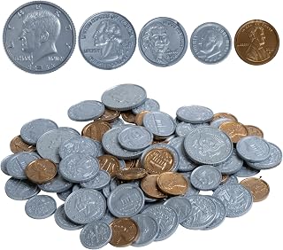 Learning Advantage Play Coin Set, Plastic, Realistic Coins for Pretend Play