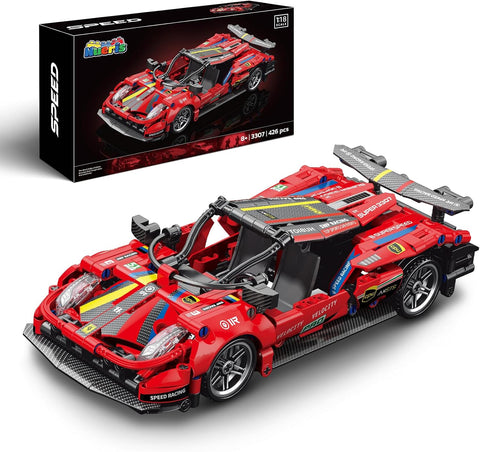 Nueris 1:18 Technic Super Sports Cars Model Sets - 426 PCS Red MOC Building Block Car Raceing Engineering Toys - Gift Idea for Adults Boys Girls for Play and Display Collection