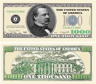 Pack of 50 Bills - $1,000.00 One Thousand Dollar Casino Party Novelty Fake Poker Money