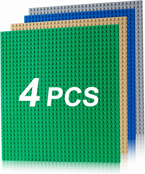 4 Pack Classic Baseplates, Building Plate for Building Bricks, Multicolored