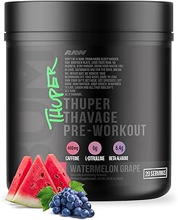 RAW Thuper Thavage Pre Workout Powder - High-Stim Preworkout with Creatine, Beta Alanine, L-Citrulline & Caffeine - Chris Bumstead Gym & Fitness Supplement for Men & Women - Watermelon Grape