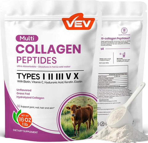 Vev Multi Collagen Peptides Powder, Types I, II, III, V & X, 41 Servings - Personal Care