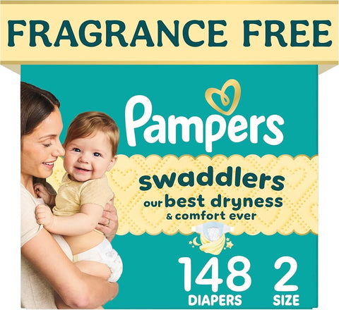 Pampers Swaddlers Diapers Size 2 (10-22 lbs) Fragrance Free Hypoallergenic Absorbent Pediatrician Recommended Skin Safe - Perfume - Beauty