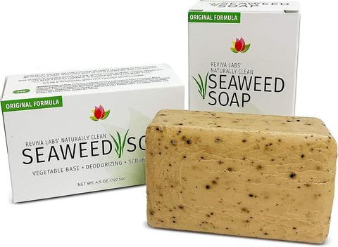 Reviva Seaweed Soap - - Organic Seaweed Face Scrub and Exfoliating Body Scrub Soap Bar - 4.5 oz. Vegetable Base Natural Bar Soap and Seaweed Bath Detox Soap Made in the USA