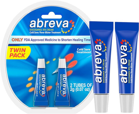 Abreva 10 Percent Docosanol Cold Sore Treatment, Treats Your Fever Blister in 2.5 Days - 0.07 oz Tube x 2