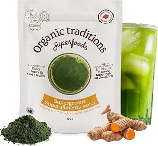 Organic Traditions Super Greens Turmeric, Superfood Powder Blend, 3.5oz