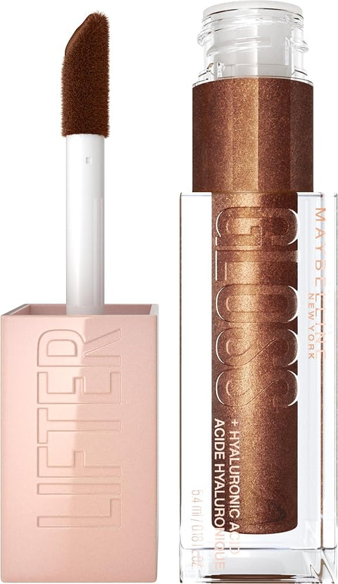 Maybelline Lifter Gloss, Hydrating Lip Gloss with Hyaluronic Acid, High Shine for Plumper Looking Lips, Crystal, Golden Neutral, 0.18 Ounce