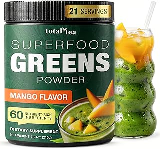 Total Tea Super Greens Powder Mango Spirulina Chlorella Vegan Superfood
