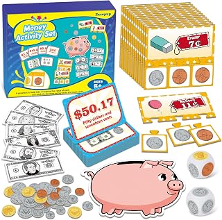 Pretend Play Money for Kids for Learning, Math Manipulatives for Toddlers, Math Games for Teaching, Counting, Educational Card Games,Bills and Coins,Kindergartner Classroom,Homeschool Supplies