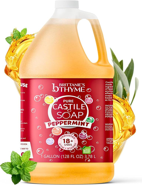 Brittanie'S Pure Organic Castile Liquid Soap Refill, Peppermint, 1 Gallon - Personal Care