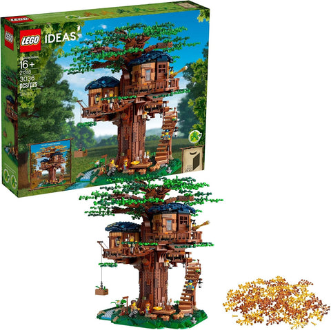 LEGO Ideas Tree House 21318, Model Construction Set for 16 Plus Year Olds with 3 Cabins, Interchangeable Leaves, Minifigures and a Bird Figure