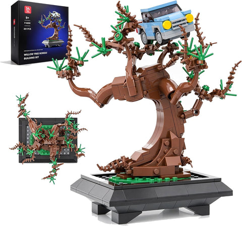 Willow Tree Bonsai Building Set, Display Stand for Lego Harry Potter Ford Anglia 76424, Magical Tree with Mini Car for Adults and Kids, Toy Building Set for Home Decor - 299 Pcs
