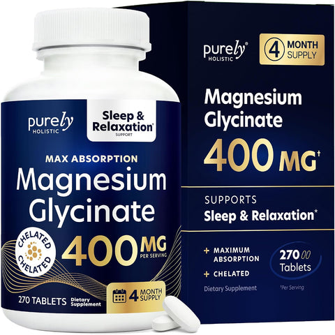 Magnesium Glycinate 400mg, 4+ Month Supply, Sleep, Relax & Muscle Support