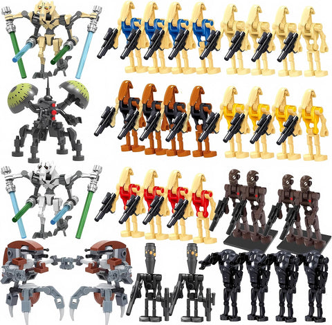 Toysvill Battle Robots Building Block Set, 35 PCS Military Droid Minifigures with Weapons, Construction Toy