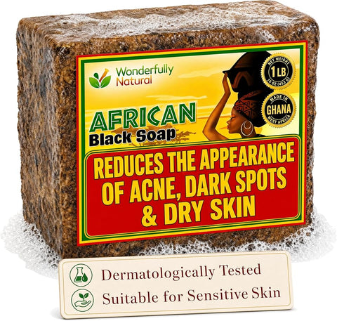 #1 #1 Organic African Black Soap for Acne & Dark Spots Black Owned 1lb bar - Personal Care