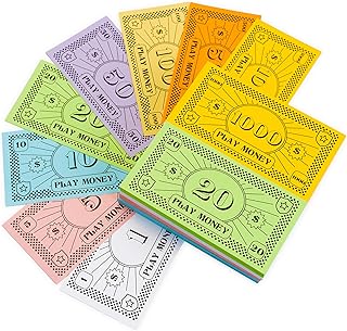 800-Piece Play Money for Board Games, 8 Denominations, Pretend Play Cashier