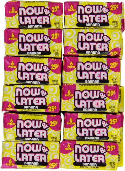 Now and Later Banana Flavored Candy Twenty Four 6-piece Bars (22.32Oz)