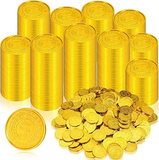 Hanaive 1000 Pcs Pirate Gold Coins Plastic Treasure Play Toy Coins
