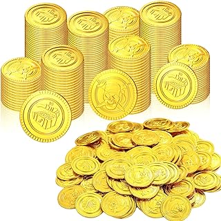 Charniol 200 Pcs Gold Coins Plastic Pirate Coins Fake Play Coin