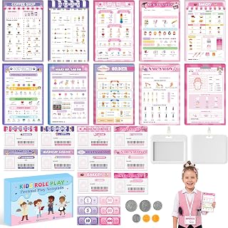TICIAGA Kids Pretend Play Notepad Gift Pack with Play Money & Pro Card