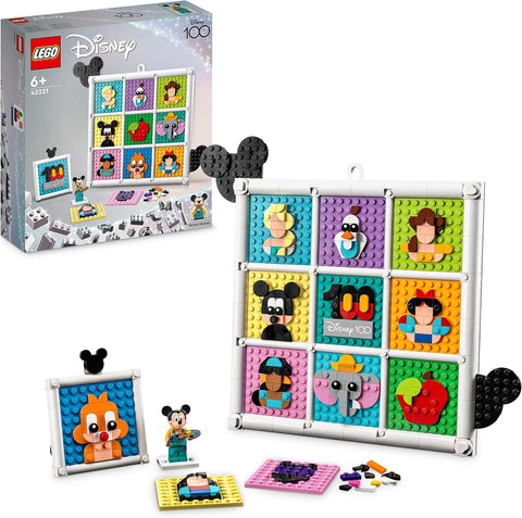 LEGO | Disney 100 Years Disney Animated Figures Wall Decoration Craft Set with 72 Mosaic Designs for Crafts and Exclusive Mickey Mouse Figure, Buildable Toys for Kids, Gift Idea 43221