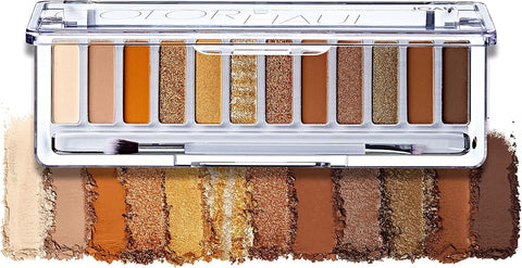JOAH Color Haul Eyeshadow Palette, Travel Size Eye Makeup Kit, Matte & Shimmer Eyeshadow, Korean Makeup, 12 Highly Pigmented, Super Bendable Gold & Bronze Colors, Includes Brush, Get Rich Quick