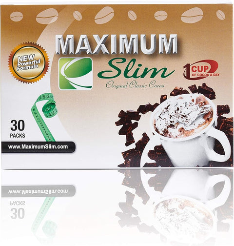 Maximum Slim Premium Instant Cocoa – Creamy, Delicious 4-in-1 Formula with Natural Herbal Extracts for Energy & Vitality, Maximum Satisfaction & Taste. No Side Effects (Laxative-Free) –USA Made, 30 Ct