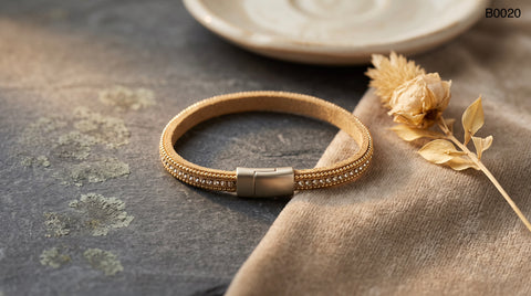 Gold Suede Crystal Bracelet