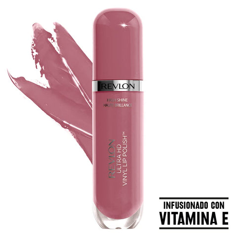 REVLON Ultra HD Vinyl Lip Polish, Liquid Lipstick, Birthday Suit, Mauve Nude Gloss